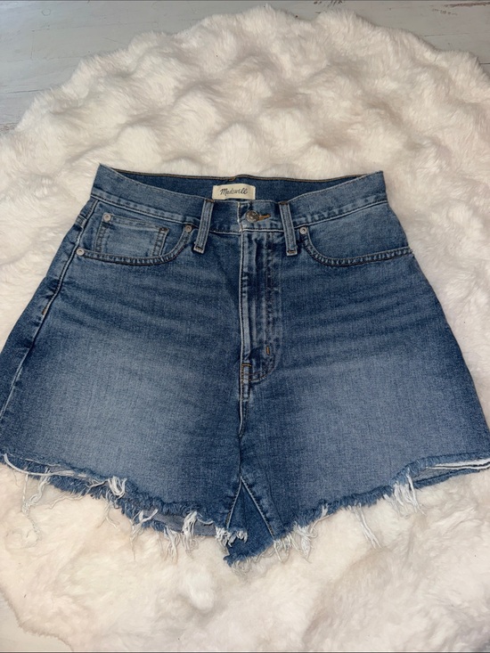 Madewell Pants - Madewell MomShortsBlue High-Rise Frayed Denim Shorts